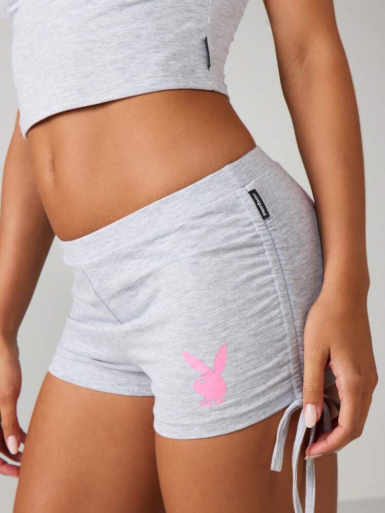 Missguided x Playboy Ruched Side Detail Hot Pants Cotton Shorts For Summer Loungewear Casual Weekend
