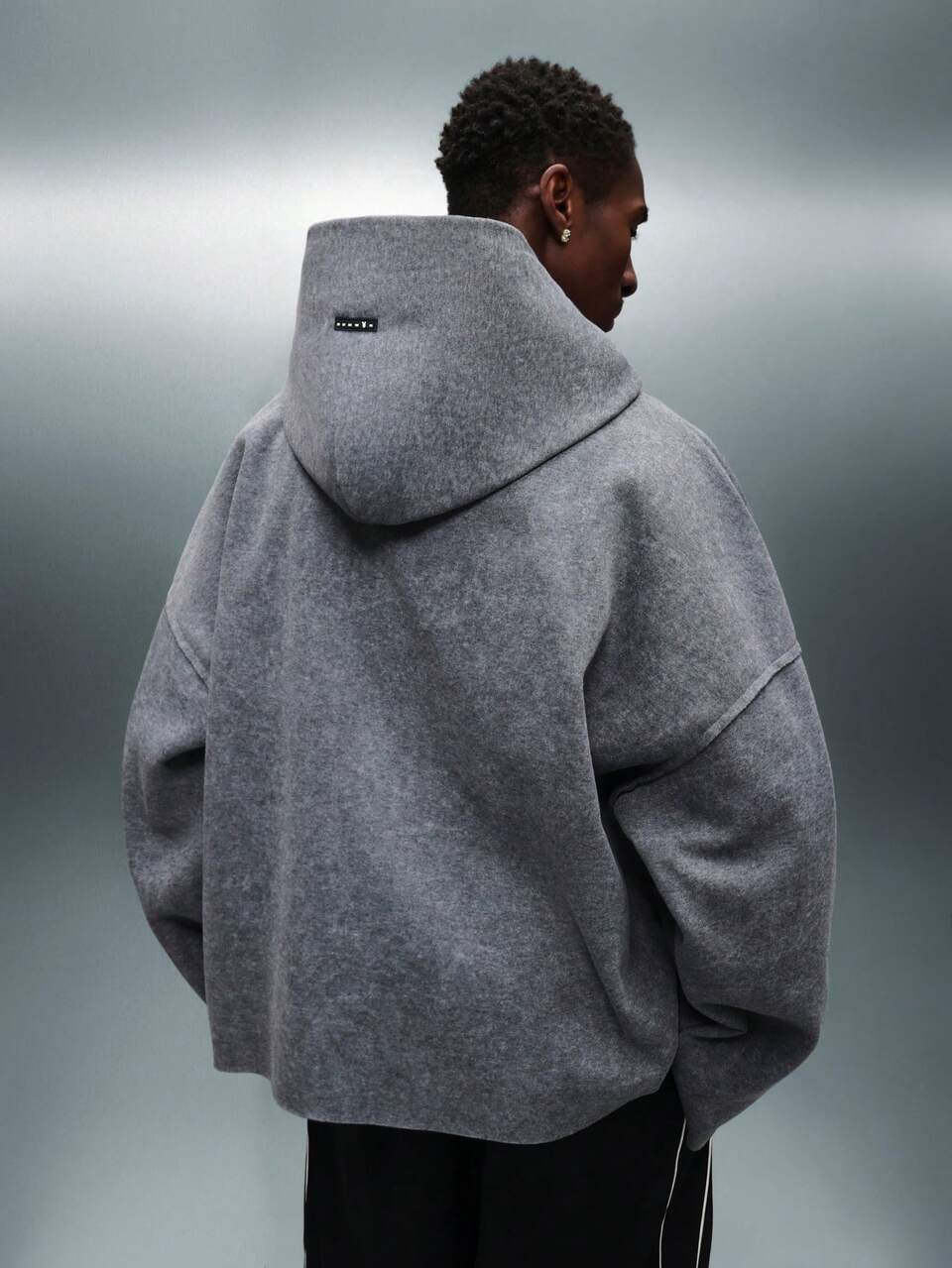 PLAYBOY X SUMWON Wash Effect Boxy Hoodie With Raw Edge Details