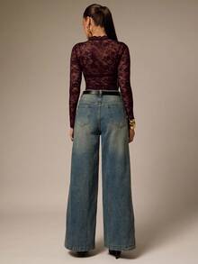 Silquee Eleganter, sexy durchsichtiger Spitzen-Bodysuit für Damen