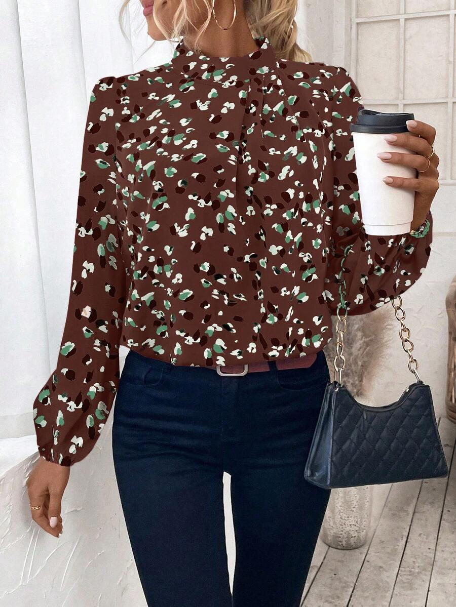 EMERY ROSE Women's Casual Printed Long Sleeve Shirt - Multicolor - View 1