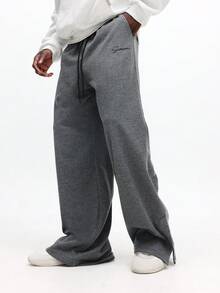 SUMWON Heathered Wide Leg Sweatpants With Drawstring Waist Casual Comfort Lounge