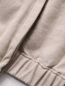 DAZY Men's Solid Color Washed Hoodie Design Black Denim Jacket, Autumn - Light Grey - View 8