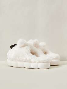 Cuccoo Cute Puppy Animal Closed Toe Plush Thick Sole Warm House Slippers For Women, Autumn/Winter