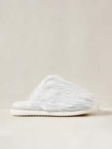 Cuccoo Women Plain Furry Patchwork Casual House Slippers