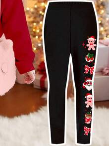 SHEIN Bộ đồ thể thao Happikins màu đỏ tía, họa tiết ông già Noel, tuần lộc hoạt hình dễ thương, nơ xinh xắn và bông tuyết, gồm áo nỉ dài tay cổ tròn và quần legging, thích hợp cho bé gái mặc hàng ngày vào mùa thu/đông, dịp năm mới, phong cách đường phố và các dịp lễ hội. - Nhiều màu - Xem 5