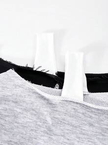 2pcs/Set Oversized Elegant Cold Shoulder Long Sleeve Sweatshirt For Tween Girls, One Shoulder With White Strap, Ribbed Cuffs, Fashionable Casual Minimalist Style, Suitable For Travel, School, Outings - Multicolor - View 3