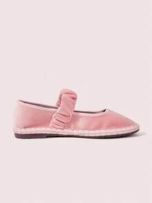 CUCCOO DOLLMOD Women's Elegant Velvet Mary Jane Flats, Shallow Pink, Comfortable & Stretchy - Baby Pink - View 3