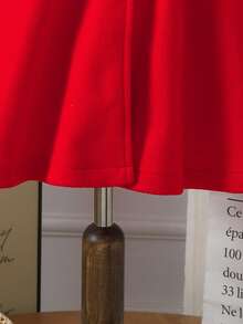 Abrigo de lana con mezcla de piel sintética de unicolor con parches y dobladillo acampanado para niña, otoño/invierno