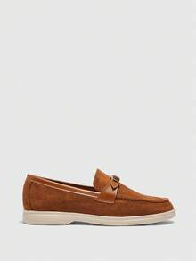 CUCCOO BIZCHIC 女士时尚棕色绒面革舒适休闲乐福鞋，平底一脚蹬鞋，适合户外、通勤、工作和日常穿着 - 駝色 - 查看 7