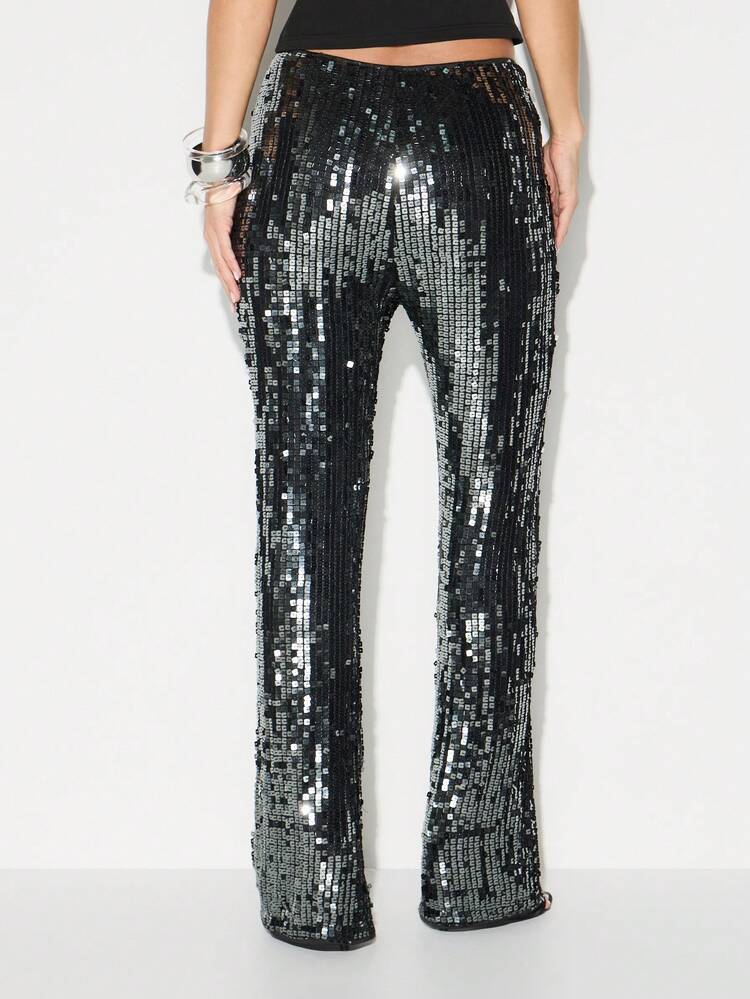 KIZN Sequin Wide Leg Trousers With Elastic Waist