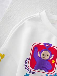 Teletubbies X SHEIN 男婴休闲字母和卡通图案圆领卫衣 - 白色 - 查看 6