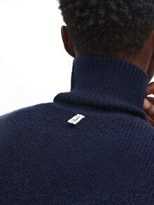 Suéter de cuello alto tejido de ajuste relajado de SUMWON para invierno y otoño, cómodo y casual - Azul - Ver 5