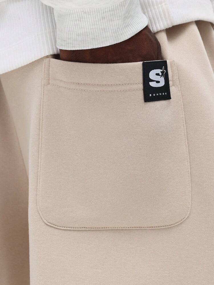 Straight Leg Sweatpants With Logo Patch