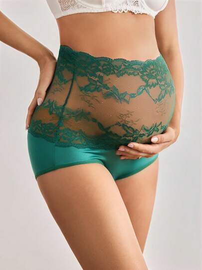 BloomMama High Waist, High Elasticity Lace Patchwork Comfortable Maternity Underwear, Black Maternity Lingerie Pregnant Underwear Lingerie Bottoms Lace Underwear Underwear Maternity