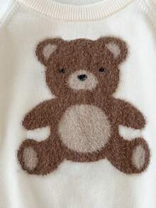Souflis Souflis Baby Boys Casual Khaki Cartoon Bear Knitted Sweater, Long Sleeve Regular Fit, Soft & Comfortable, Suitable For Everyday, Outdoor, Travel, Vacation, Home, Daycare, Winter Christmas Halloween Sweater Autumn Fall Jumpers - Beige - View 5