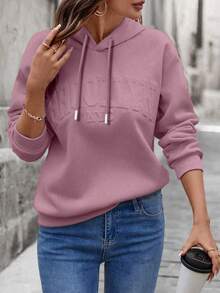 SHEIN LUNE Women's Casual Loose Sweatshirt With 3D Letter Print - Purple - View 3