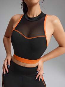 Innovista Orange Trim Set Black 2PCS Sports Bra & Leggings, Front Mesh Panel, Removable Pads, High Stretch, Side Elastic Taping, High Waist Sculpting Compression, Squat Proof | Gym Training Yoga Running |  Conjunto Deportivo Negro/Naranja Malla Copas Removibles | Conjunto Fitness Preto/Laranja Bojo Removível |  طقم رياضي أسود/برتقالي | Gymtok Athleisure Pilates Girl