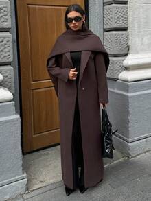 Aloruh Áo khoác cardigan dài siêu dài, khăn quàng cổ dệt kim vô cực thanh lịch dành cho nữ, quần áo thu đông dành cho nữ, quần áo thu đông dành cho nữ - màu nâu - Xem 7