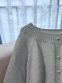 Franclia 全新秋冬露肩独特性感奢华高端女式毛衣 - 灰色 - 查看 6