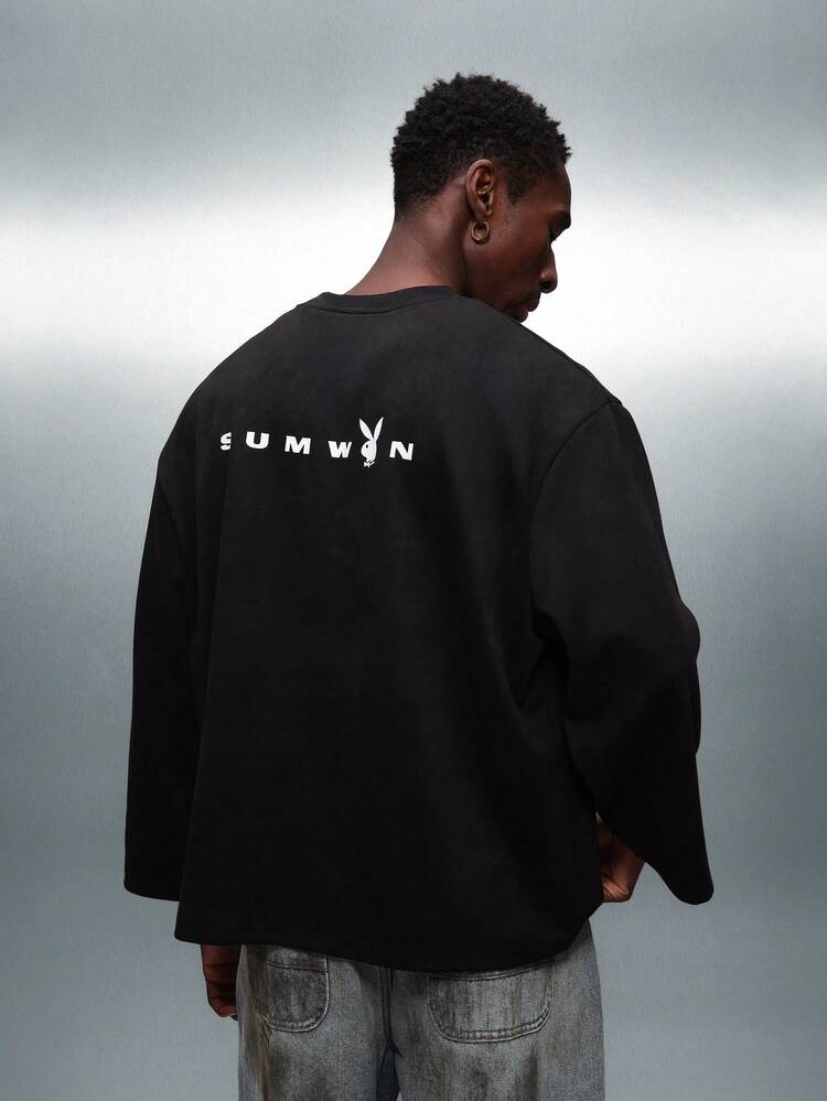 PLAYBOY X SUMWON Crop Fit Long Sleeve Tee With Logo