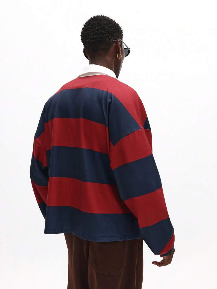 Langärmliges gestreiftes Rugby-Poloshirt