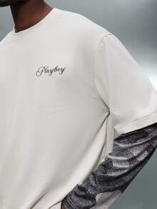PLAYBOY X SUMWON Áo thun cổ tròn dáng ôm vừa vặn, tay dài họa tiết ngụy trang, nhiều lớp, phong cách đường phố - Nhiều màu - Xem 4