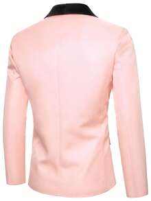 Manfinity Mode Bộ quần áo vest cổ lọ họa tiết tương phản dành cho nam công sở trang trọng đi làm và đi chơi - Màu Hồng baby - Xem 4