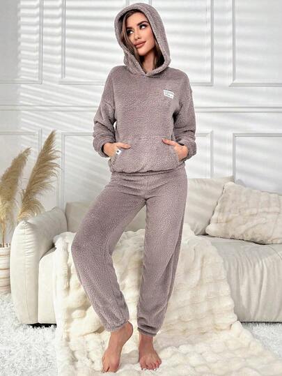 Pocket Loose Fit Hoodie Pants Pajama Clothes Set Schattige Lounge Cozy Sets Women Comfy Set, Fluffy view 5