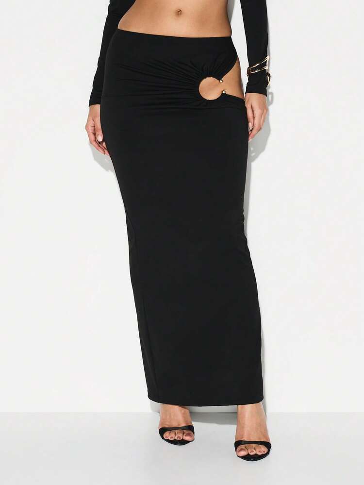 KIZN Cutout Pencil Midi Skirt With Side Split