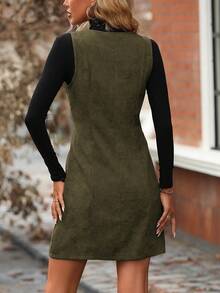 EMERY ROSE Women's Solid Color Round Neck Fashionable Fitted Sleeveless Dress