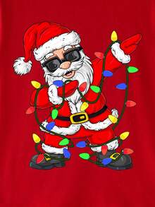 Koszulka z nadrukiem świątecznym i motywem Świętego Mikołaja, dla chłopców, idealna na imprezę świąteczną i na cały sezon