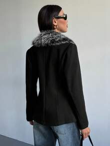 Aloruh Women's Fall/Winter Elegant Lapel Waist Fur Collar Patchwork Overcoat In Fall/Winter,Women's Winter Coat ,Winter Clothes For Women