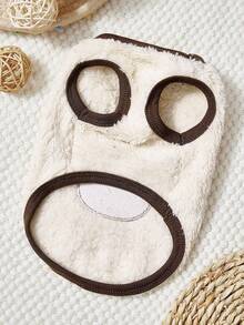 PETSIN 卡其色小熊造型宠物毛绒保暖背心，适合猫狗秋冬季穿着 - 白色 - 查看 6