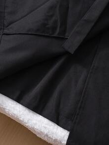 SHEIN Trendig, avslappnad, lös, bältad, dubbelknäppt, lång vindjacka för mellanflickor, lämplig för pendling eller vardagsbruk på hösten - Svart - Visa 7