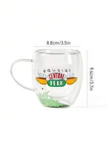 FRIENDS X SHEIN 1 件 8.8 盎司/260 毫升卡通图案高硼硅双层玻璃咖啡杯耐冷耐热适用于牛奶、果汁、咖啡、苏打水等友谊 - 無色 - 查看 7