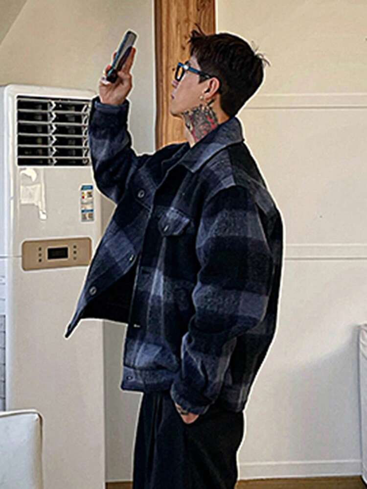 Men's Solid Color Woolen Sweatshirt, Autumn