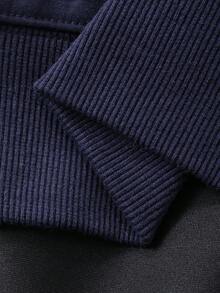 DAZY 男士字母印花圆领套头衫，海军蓝，秋冬 - 藏蓝色 - 查看 7