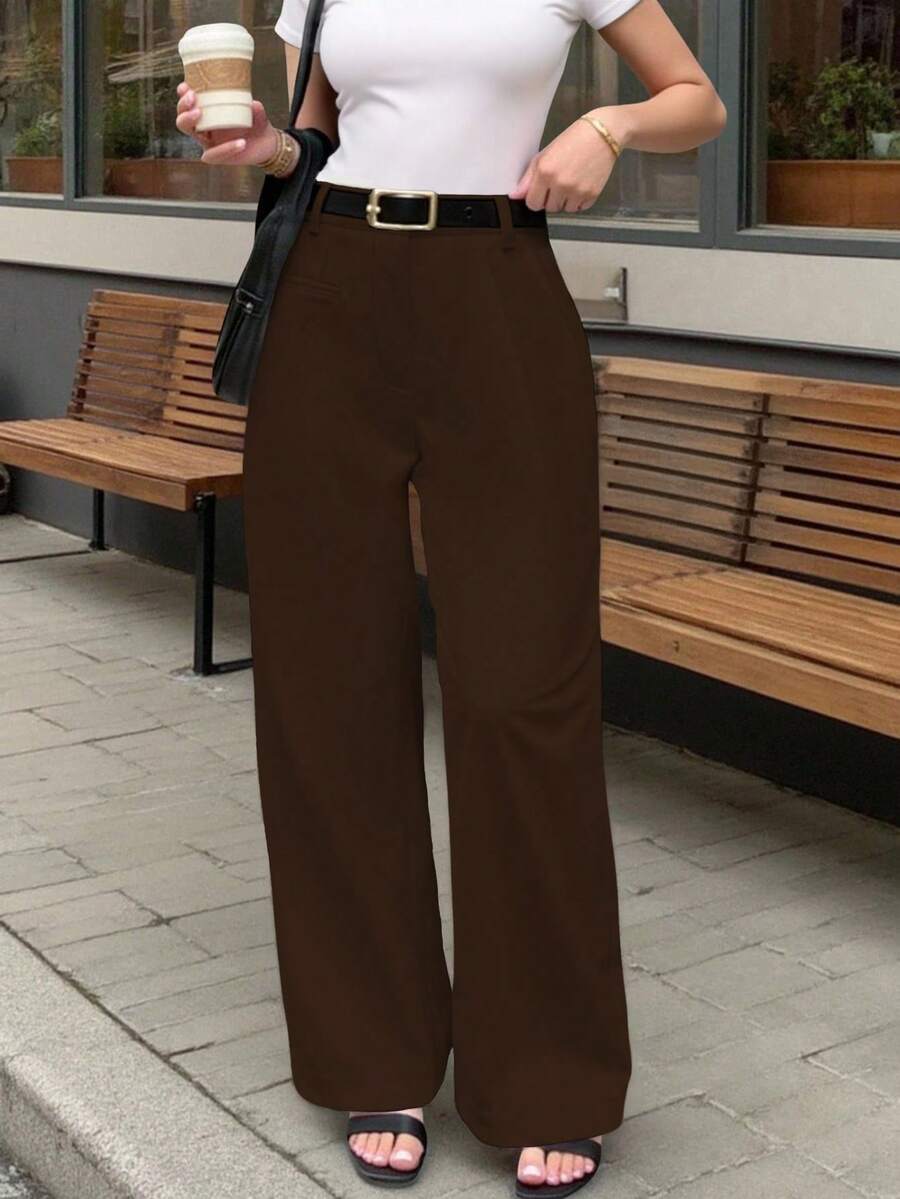 INAWLY Dambyxor i enfärgat, casual - Brun - Visa 1
