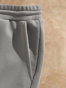 Manfinity NXTstreet 男士针织短袖T恤和裤子套装 夏季服装，舒适情侣装 - 灰色 - 查看 5