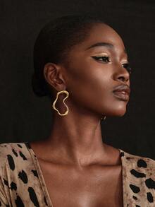 JIAN LASALA Structured Stud Earrings - Yellow Gold - View 4