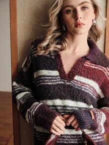 Uhlyne Autumn/Winter Wool Blend Halloween, Christmas Ombre Women Sweater, Minimalist Design Crew Neck Long Sleeve, Elegant Casual High-End, Suitable For Daily Commute And Holiday Wear - Multicolor - View 7