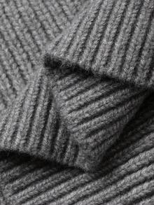 DAZY Men's Solid Dark Gray Textured Knit Sweater, Autumn - Dark Grey - View 8