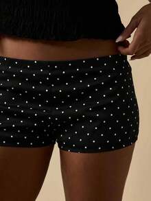 MISSGUIDED 女式波点热裤夏季休闲迷你短裤节日沙滩装 - 黑與白 - 查看 5