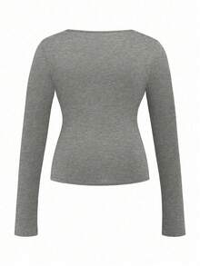 SHEIN LUNE 大码女式休闲宽松圆领长袖四件套T恤套装 - 彩色 - 查看 5