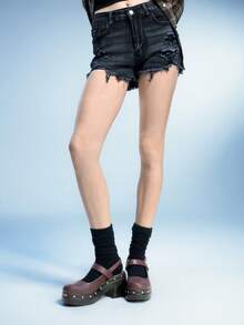 Sugerpunk Women's Fashion Hollow Strap Buckle Closed Toe Thick Sole Comfortable Versatile Retro High Heel Sandals - Brown - View 2