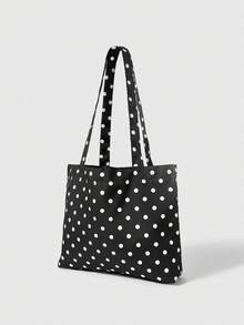 ROMWE Anime Bolso de hombro negro de gran capacidad con función múltiple: estrella giratoria y lunares, bolso versátil y de moda que cabe una laptop, adecuado para el uso diario - Negro - Ver 2