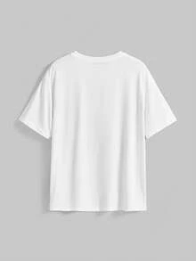 ROMWE Avant Women's Black Cat & Star Graphic Minimalist T-Shirt, Fashionable Casual Everyday Wear - White - View 2