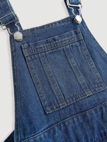 Girlism Teen Girl Y2K Blue Denim Pinafore Dress,Fall Clothes,Winter Clothing ,Casual And Fashionable Vacation Outfits,2000s Style ,Halloween Denim Jeans ,Christmas - Dark Wash - View 3