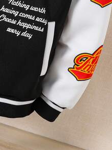 SHEIN Explorewe Tween Boys Fleece Fabric Hooded Letter Print Jacket, Autumn/Winter