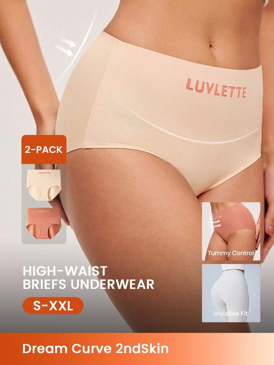 LUVLETTE 2-Pack Smoothing High-Waist Briefs Women Underwear Panties Set